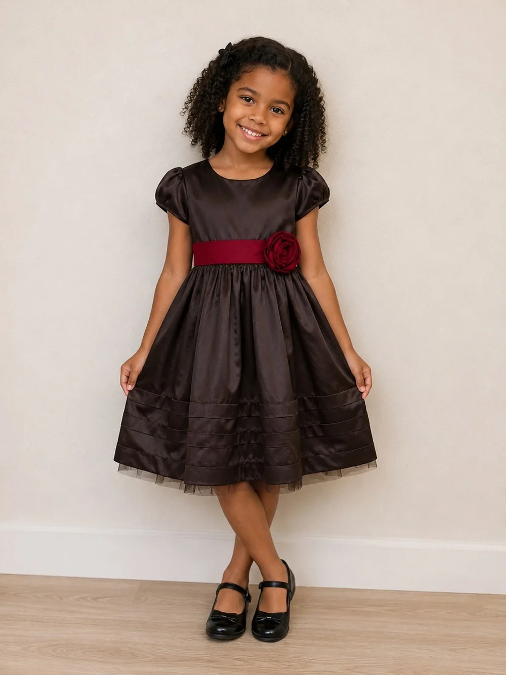 Gymboree Holiday Traditions Chocolate Brown Satin Party Dress 6